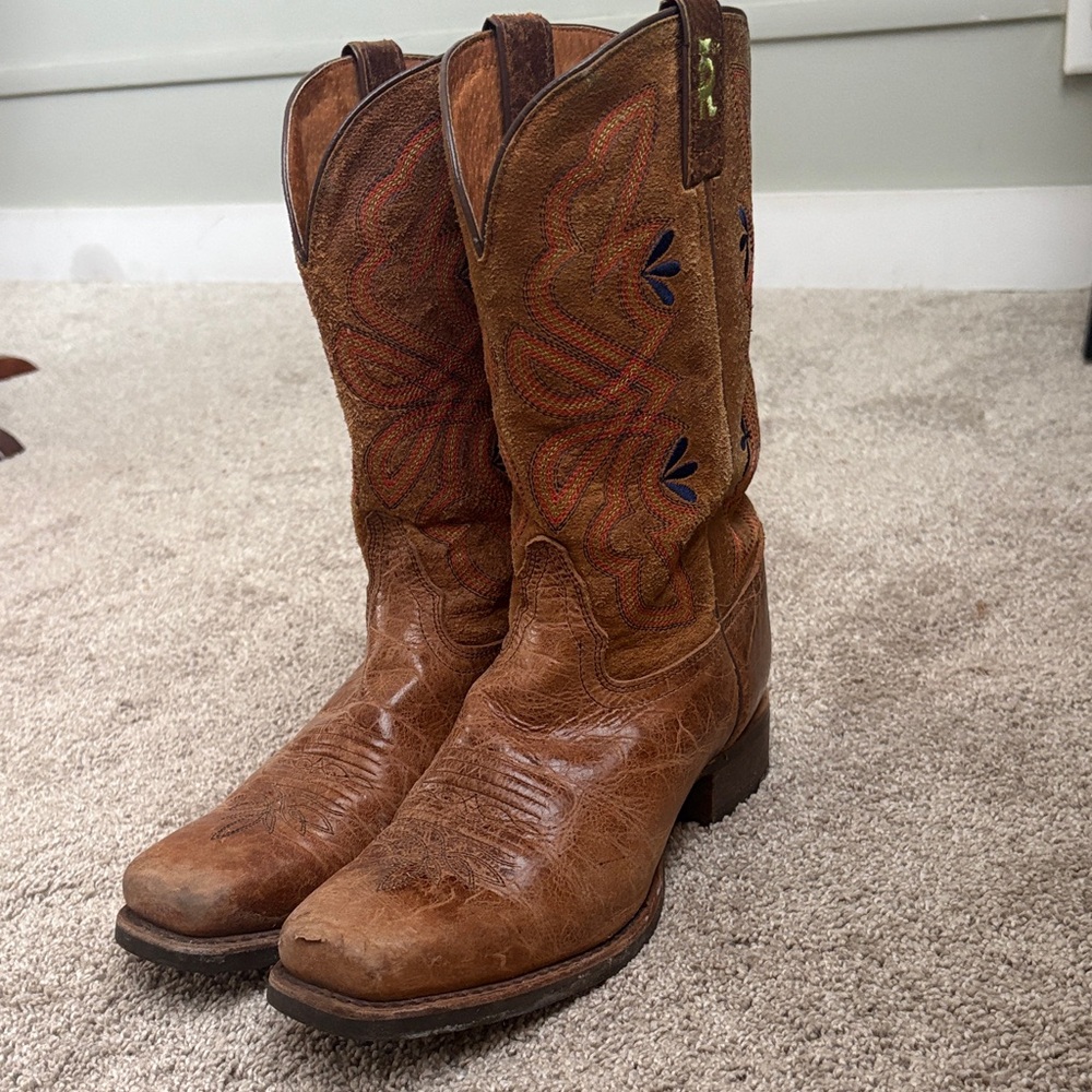 Brown Tony Lama Leather Cowgirl Boots